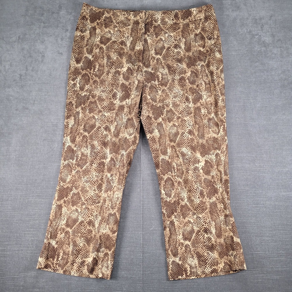 NY Khakis Y2K Snakeskin Print Pants Stretch Career‎ Casual Brown Beige Size 14